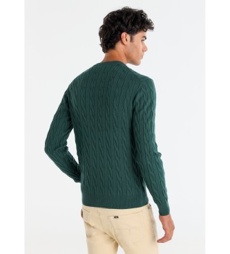 Lois Jeans Maglione verde lavorato a trecce