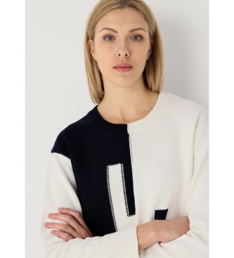 Lois Jeans Pullover med intarsiaskrning LJ marinbl