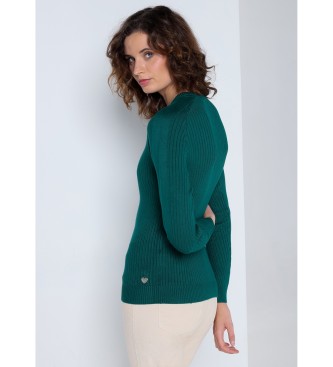 Lois Jeans Wąski sweter Canalé zielony