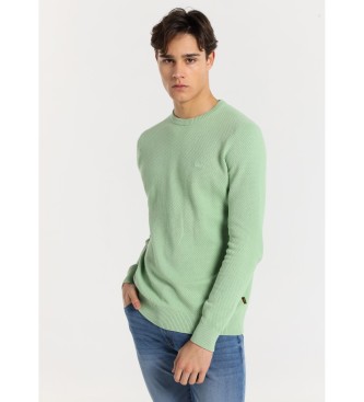 Lois Jeans Zielony sweter z dzianiny bąbelkowej