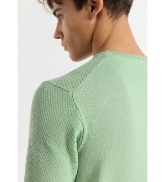 Lois Jeans Zielony sweter z dzianiny bąbelkowej