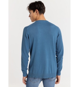 Lois Jeans Marineblauer Bubble Knitted Box Neck Pullover