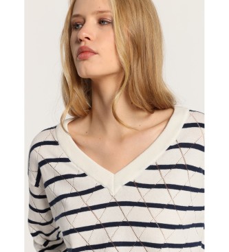 Lois Jeans Pointelle jumper with blue stripes