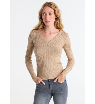 Lois Jeans Brązowy sweter z dzianiny