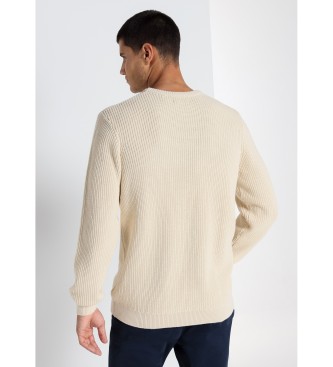 Lois Jeans LOIS JEANS - Beige knitted jumper with box collar