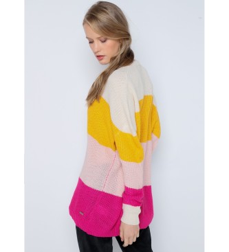 Lois Jeans Večbarvni pleteni pulover s črtami iz žakarda