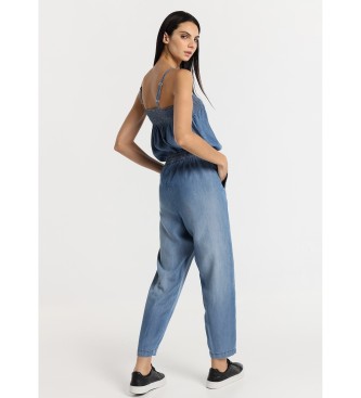 Lois Jeans Jumpsuit van tencelstof - Lange mouw met blauwe bandjes