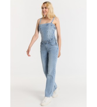 Lois Jeans Straight denim bib jean jumpsuit - Blue short-sleeve