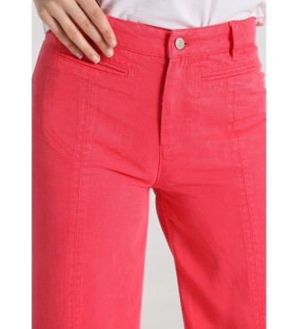 Lois Jeans Pantalón tiro largo rosa