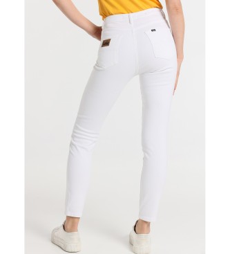 Lois Jeans Barva hlač z visokim pasom in ozkim gležnjem - Srednji pas 5 žepov bela