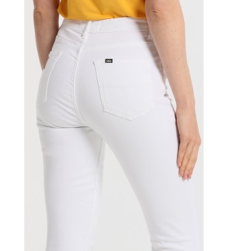 Lois Jeans Barva hlač z visokim pasom in ozkim gležnjem - Srednji pas 5 žepov bela