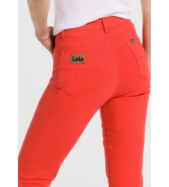 Lois Jeans Kolor spodni wysoki stan skinny do kostek - Średnia talia 5 kieszeni czerwony