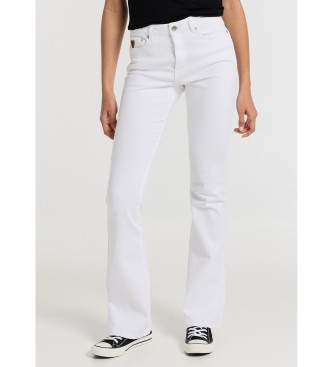 Lois Jeans Spodnie kolor push up flare - średni stan 5 kieszeni biały