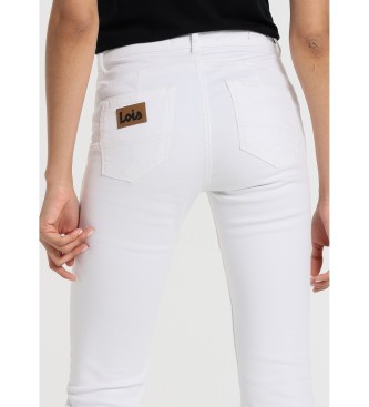 Lois Jeans Pantalones color push up flare - Tiro medio 5 bolsillos blanco
