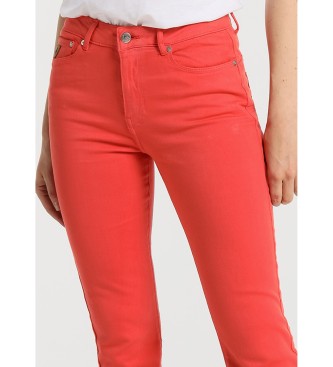 Lois Jeans Pantalon push up flare couleur - Taille moyenne 5 poches rouge
