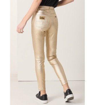 Lois Skinny ankle trousers gold metallic