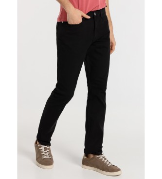 Lois Jeans Pantalon slim couleur - 5 poches taille moyenne noir