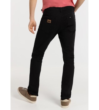 Lois Jeans Trousers slim colour - 5 pockets medium waist black