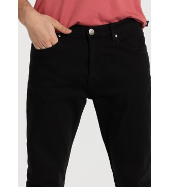 Lois Jeans Trousers slim colour - 5 pockets medium waist black