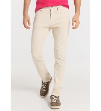 Lois Jeans Pantalon slim couleur - 5 poches taille moyenne beige