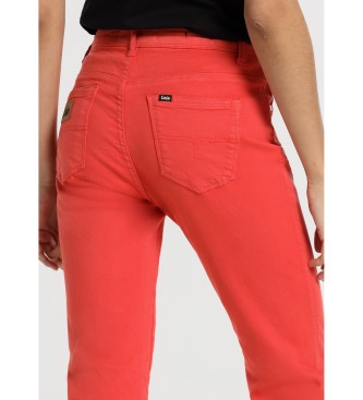Lois Jeans Ravne hlače - Kratke hlače s 5 žepi rdeče barve
