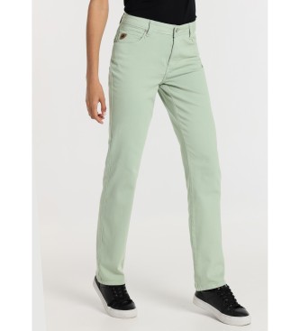 Lois Jeans Ravne hlače - Kratke hlače s 5 žepi zelene barve