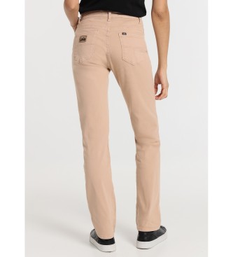 Lois Jeans Ravne hlače - kratke hlače s 5 žepi rjave barve