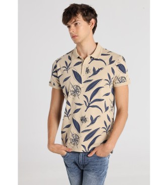 Lois Jeans Beżowa koszulka polo Discover z nadrukiem