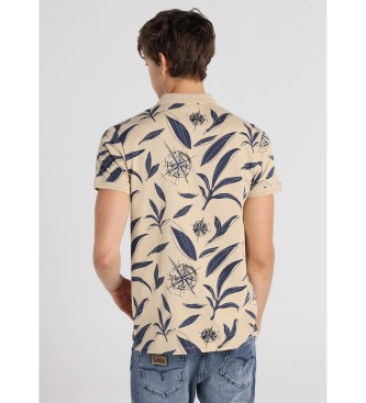 Lois Jeans Beżowa koszulka polo Discover z nadrukiem