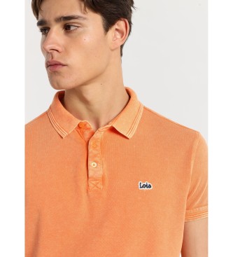 Lois Jeans Kortrmad polotrja med orange Patch-logobroderi