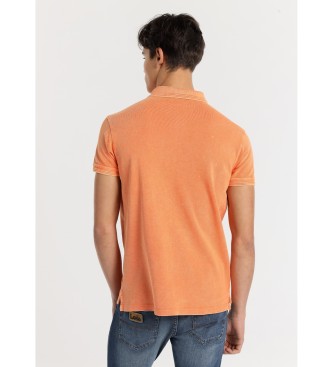 Lois Jeans Kurzarm-Poloshirt mit orangefarbener Patch-Logo-Stickerei