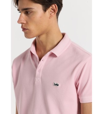 Lois Jeans Kortrmad polotrja med rosa broderad Patch-logotyp