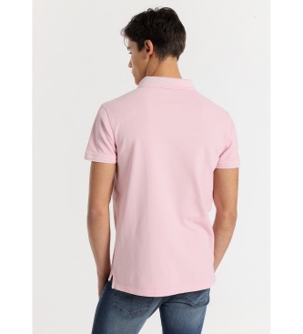 Lois Jeans Koszulka polo z krótkim rękawem i różowym haftowanym logo Patch