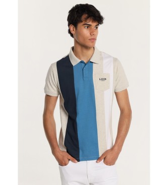 Lois Jeans LOIS JEANS - Short sleeve vertical striped polo shirt with chest pocket blue, navy, white