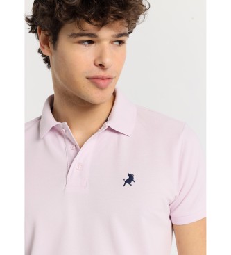 Lois Jeans Koszulka polo z krótkim rękawem i wyszywanym logo, różowa
