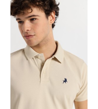 Lois Jeans Short sleeve polo shirt with beige embroidered logo