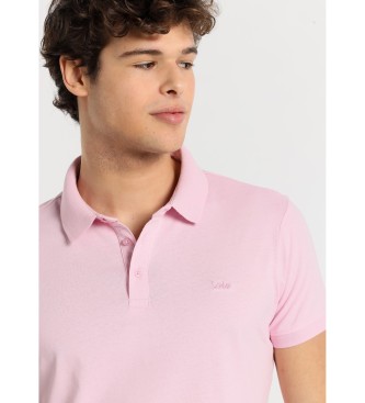 Lois Jeans Polo majica s kratkimi rokavi z izvezenim logotipom v klasičnem rožnatem slogu