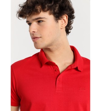 Lois Jeans Polo majica s kratkimi rokavi z izvezenim logotipom v klasičnem rdečem slogu