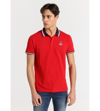 Lois Jeans Short sleeve polo shirt with two-tone collar and red sleeves