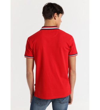 Lois Jeans Short sleeve polo shirt with two-tone collar and red sleeves