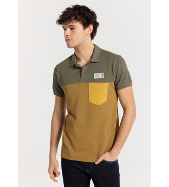 Lois Jeans Kurzarm-Poloshirt in Blockfarbe mit Brusttasche grn