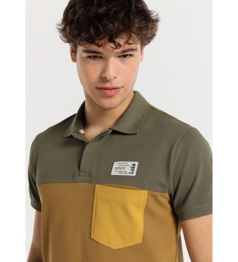 Lois Jeans Kurzarm-Poloshirt in Blockfarbe mit Brusttasche grn