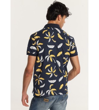 Lois Jeans LOIS JEANS - Mornariška polo majica s kratkimi rokavi s tropskim potiskom