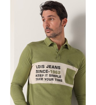 Lois Jeans Polo majica z dolgimi rokavi in zelenim žepom