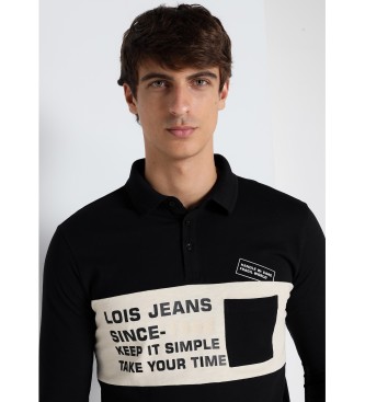Lois Jeans Koszulka polo z długim rękawem i czarną kieszenią