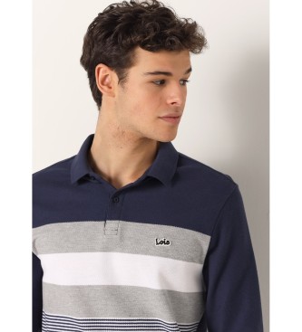 Lois Jeans Long sleeve polo shirt with navy yarn stripes