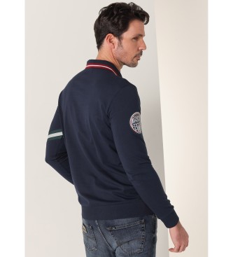 Lois Jeans Polo  manches longues avec patchs sur les manches en bleu marine