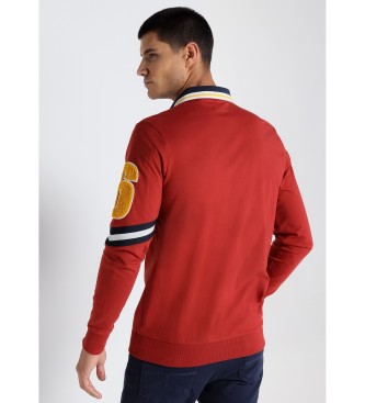 Lois Jeans LOIS JEANS - Long sleeve polo shirt with burgundy sleeve patches