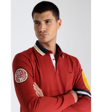 Lois Jeans LOIS JEANS - Long sleeve polo shirt with burgundy sleeve patches