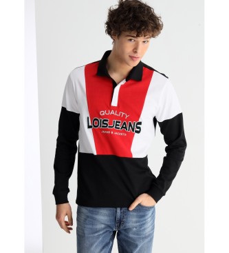 Lois Jeans Polo nera tricolore a maniche lunghe